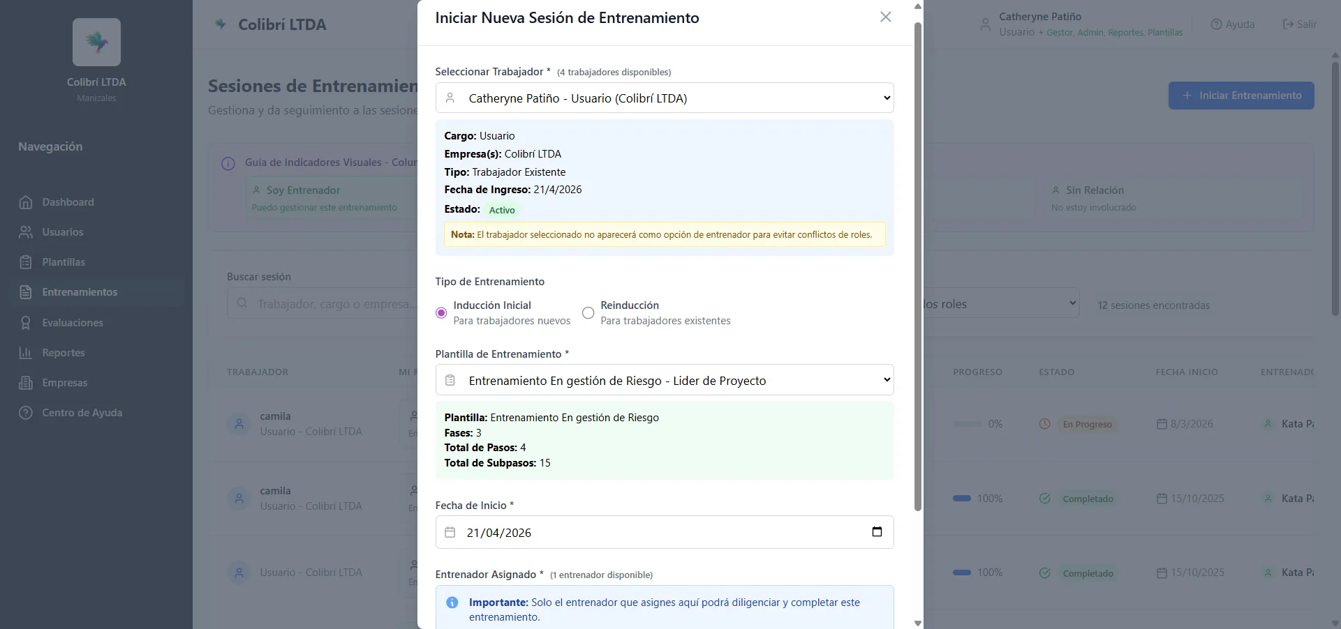 Iniciar Nueva Sesión