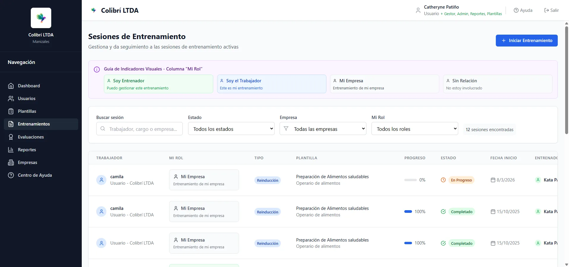 Sesiones de Entrenamiento